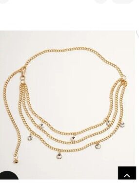 🆕✨1X/2X CHAIN BELT WITH RHINESTONE CHARMS - GOLD TONE✨